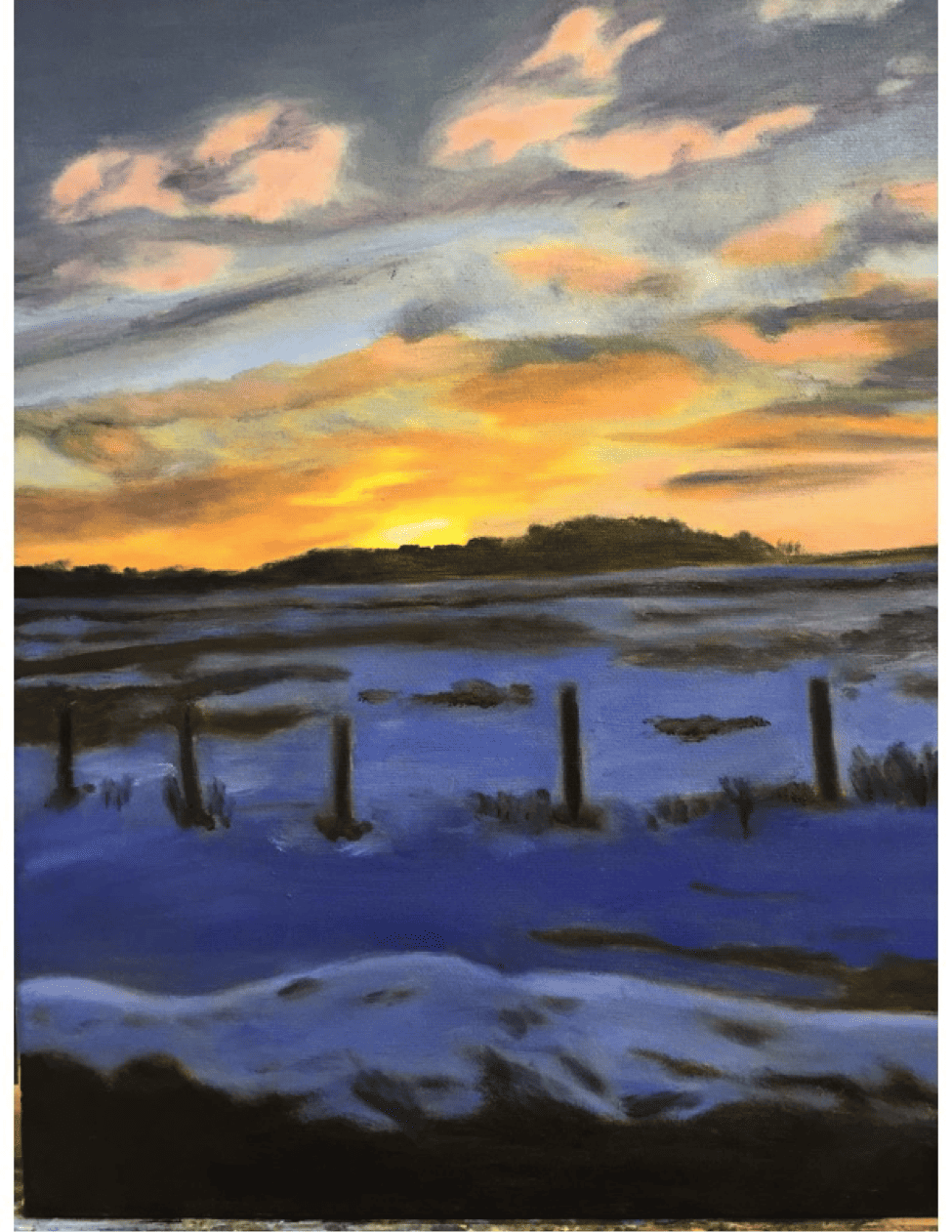 Sunset over Snowy Field